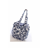 Geanta pentru plaja, cu flori, alb-albastru,  BB820, 46 x 47 cm, Vivo